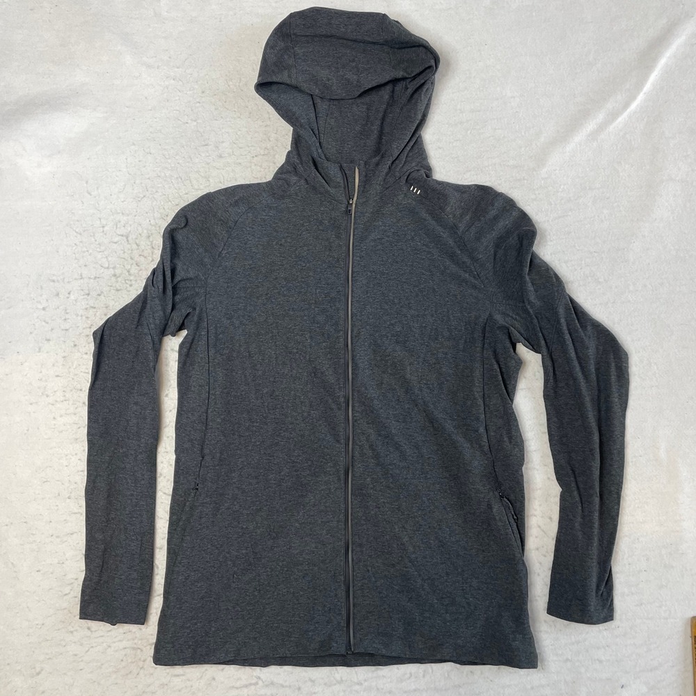 Lululemon Full Zip Hoodie Mens XL Dark Grey Heathered Drysense Activewear Jacket